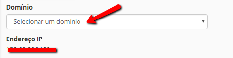 selecione nome de dominio